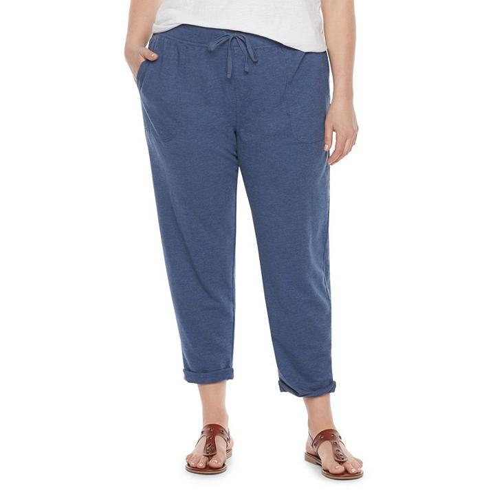 Plus Size Sonoma Goods For Life&trade; Beach Fleece Cuffed Pants, Women's, Size: 2xl, Dark Blue
