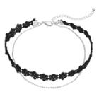 Black Floral Lace Double Strand Choker Necklace, Women's