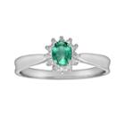14k White Gold 1/10-ct. T.w. Diamond And Emerald Ring, Women's, Size: 9, Green
