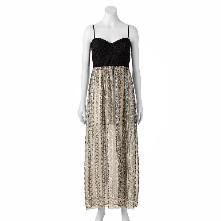 Juniors' Trixxi Lace Chiffon Maxi Dress, Girl's, Size: Medium, Dark Grey