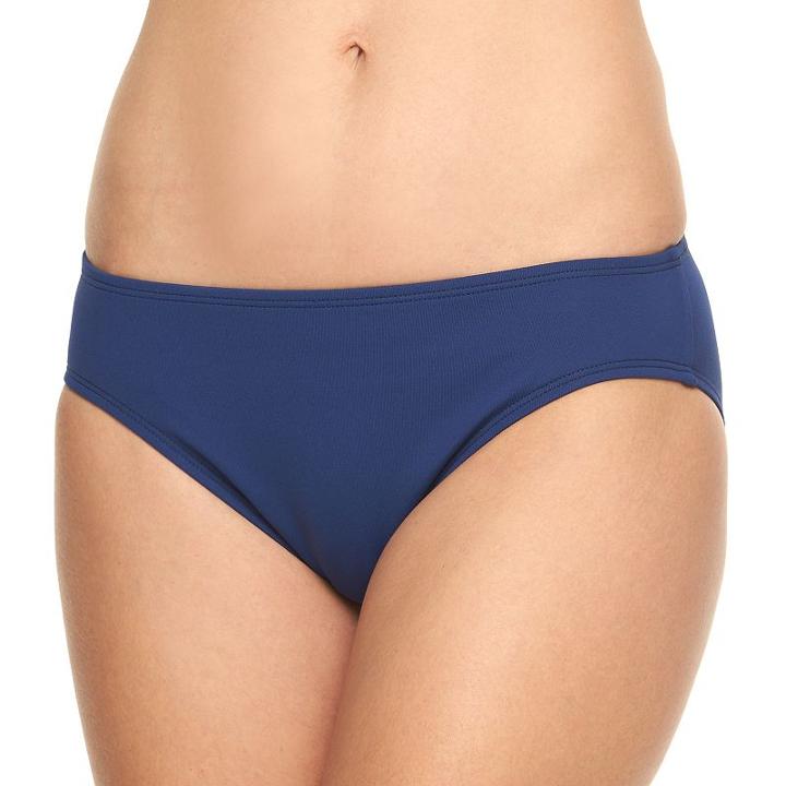 Women's Chaps Solid Hipster Bikini Bottoms, Size: 8, Dark Blue