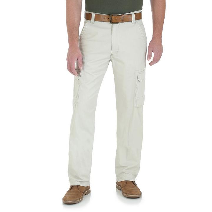 Men's Wrangler Twill Cargo Pants, Size: 32x32, Med Beige