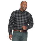 Big & Tall Izod Classic-fit Plaid Flannel Button-down Shirt, Men's, Size: L Tall, Light Grey