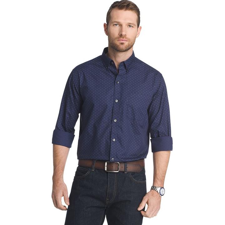 Men's Van Heusen Flex Stretch Slim-fit Button-down Shirt, Size: Medium, Blue Other