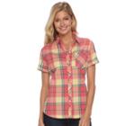 Women's Woolrich Tall Pine Seersucker Plaid Shirt, Size: Large, Lt Yellow
