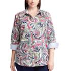 Plus Size Chaps Striped No-iron Broadcloth Shirt, Women's, Size: 1xl, Pink
