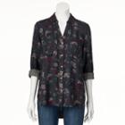 Women's Rock & Republic&reg; Floral High-low Shirt, Size: Medium, Med Red