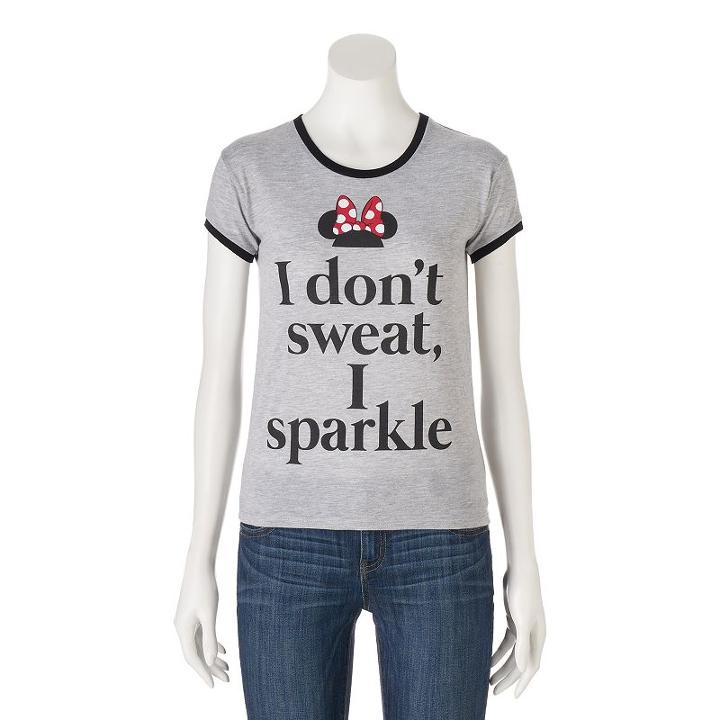 Disney's Juniors' Minnie Mouse I Sparkle Graphic Tee, Girl's, Size: Xs, Grey Other