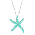 Sterling Silver Starfish Pendant Necklace, Women's, Size: 18, Green