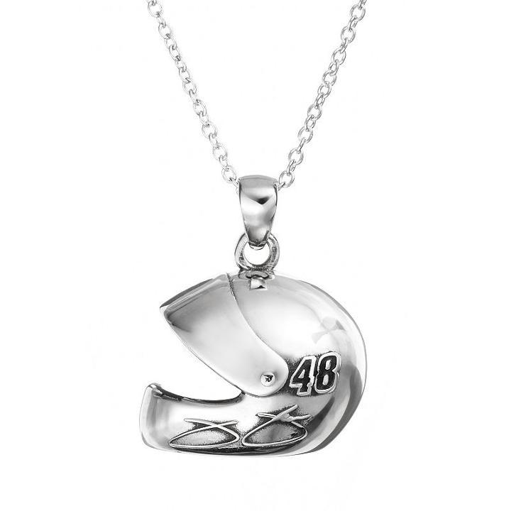 Insignia Collection Nascar Jimmie Johnson 48 Stainless Steel Helmet Pendant Necklace, Women's, Size: 18, Grey