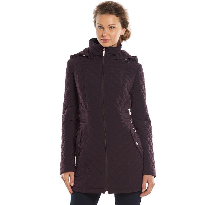 Women's Gallery Hooded Quilted Jacket, Size: Medium, Purple
