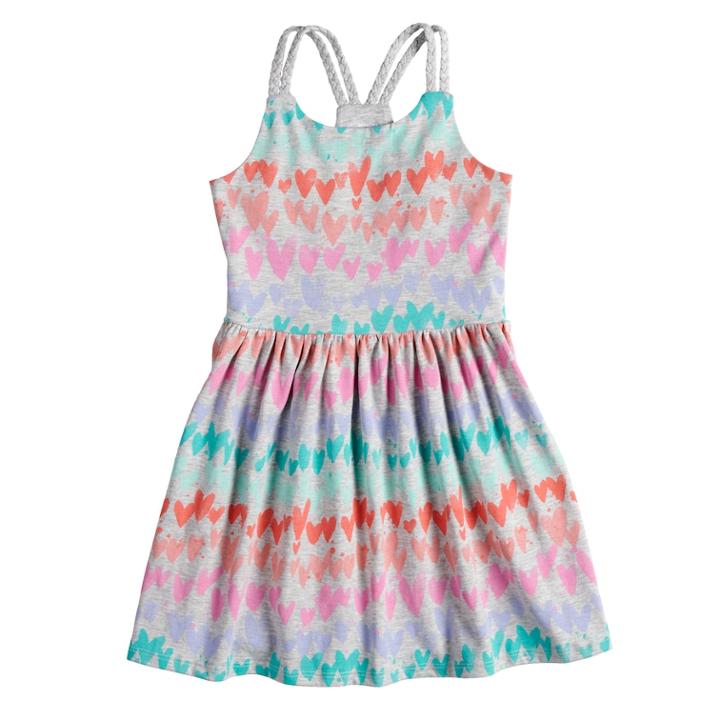 Girls 4-12 Sonoma Goods For Life&trade; Braided Strap Skater Dress, Size: 5, Light Grey