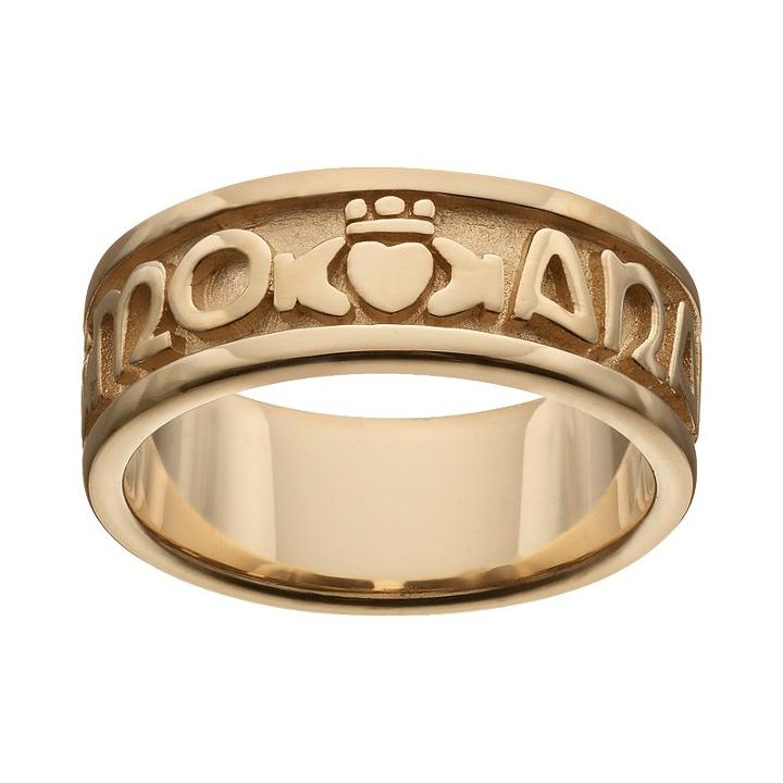 18k Gold Over Silver Mo Anam Cara Claddagh Ring, Adult Unisex, Size: 5, Yellow