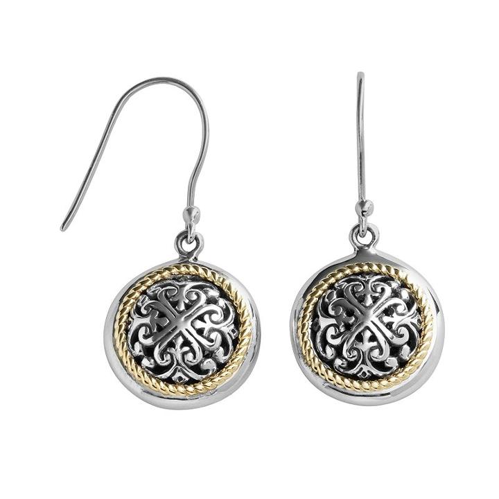 14k Gold And Sterling Silver Etruscan Drop Earrings, Women's, Multicolor