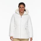 Plus Size D.e.t.a.i.l.s Hooded Chevron-stitch Puffer Jacket, Women's, Size: 1xl, White