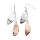 Two Tone Double Petal Nickel Free Drop Earrings, Women's, Multicolor