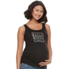 Maternity A:glow Ruched Graphic Workout Tank, Women's, Size: M-mat, Black