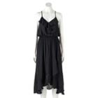 Petite Jennifer Lopez Ruffle Shark-bite Maxi Dress, Women's, Size: Xs Petite, Black