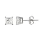 14k White Gold 1 Carat T.w. Diamond Square Solitaire Stud Earrings, Women's
