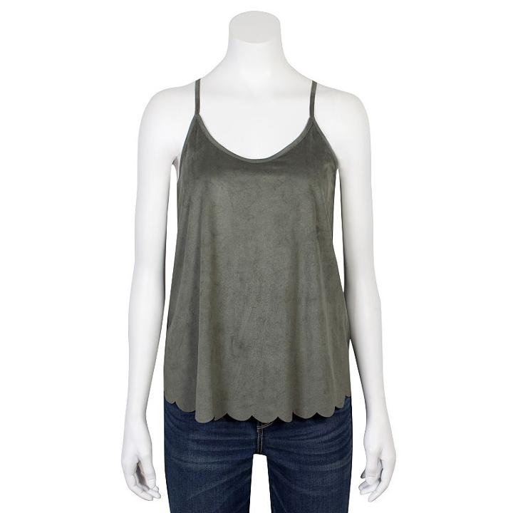 Juniors' Grayson Threads Scallop Trim Tank, Girl's, Size: Large, Dark Green