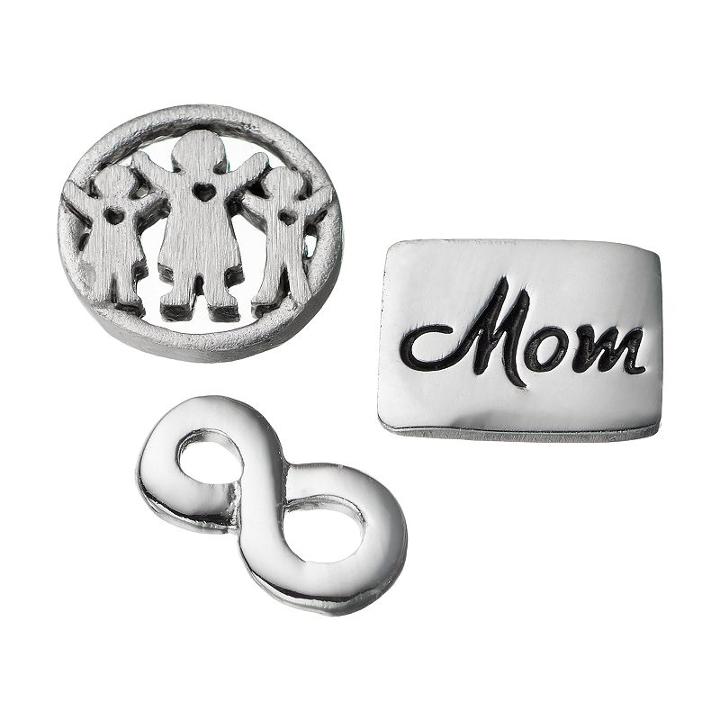 Blue La Rue Crystal Silver-plated Mom, Family & Infinity Charm Set, Women's, Silver