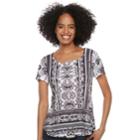 Women's World Unity Printed Scoopneck Tee, Size: Large, Grey (charcoal)