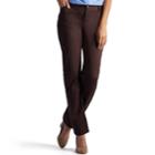 Petite Lee All Day Relaxed Straight-leg Twill Mid-rise Pants, Women's, Size: 10p-short, Dark Brown
