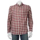 Men's Sonoma Goods For Life&trade; Double-weave Button-down Shirt, Size: Small, Med Red