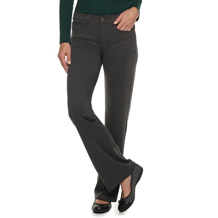 Women's Croft & Barrow&reg; Easy Care Bootcut Pants, Size: 16, Dark Grey
