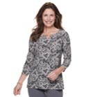 Women's Croft & Barrow&reg; Jacquard Metal-accent Top, Size: Medium, Med Grey