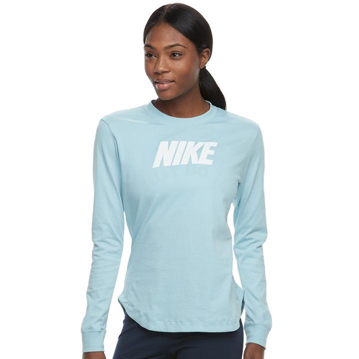 Women's Nike Sportswear Advance 15 Long Sleeve Top, Size: Xl, Light Blue