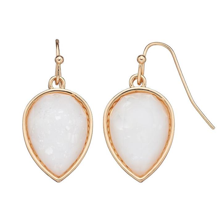 Inverted White Teardrop Earrings, Women's
