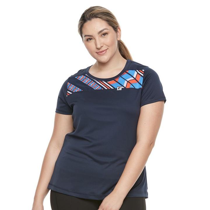 Plus Size Fila Sport&reg; Performance Mesh Yoke Scoopneck Tee, Women's, Size: 2xl, Blue (navy)