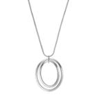 Chaps Long Double Oval Pendant Necklace, Women's, Silver