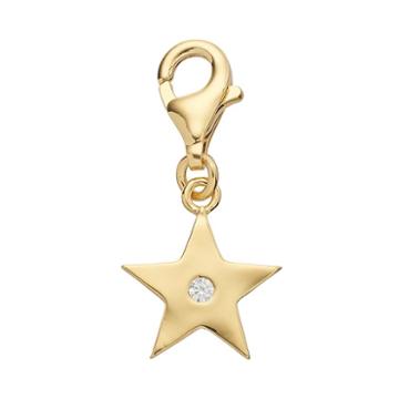 Tfs Jewelry 14k Gold Over Cubic Zirconia Star Charm, Women's, White