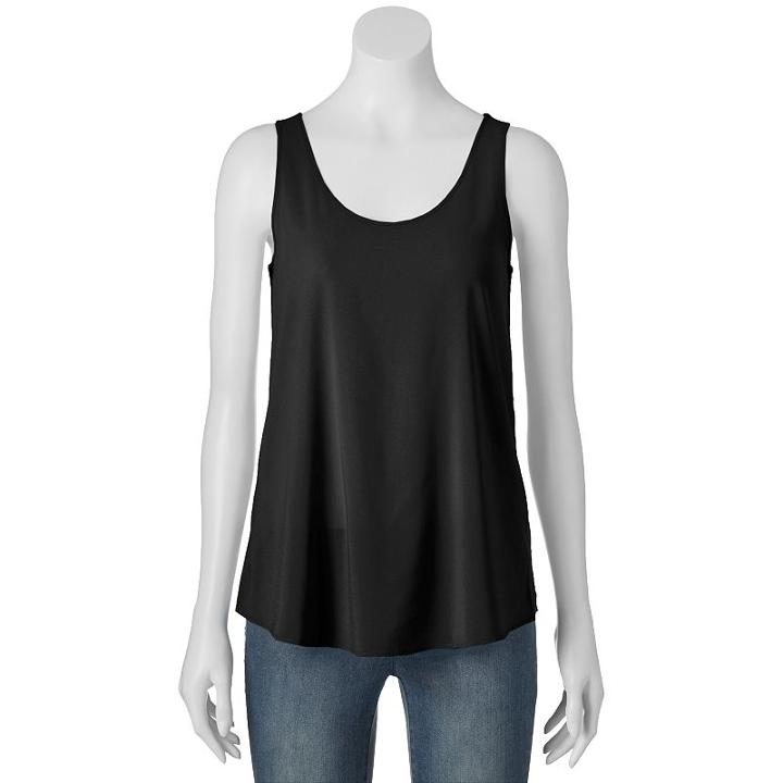 Juniors' Pink Republic High-low Tank Top, Kids Unisex, Size: Medium, Black