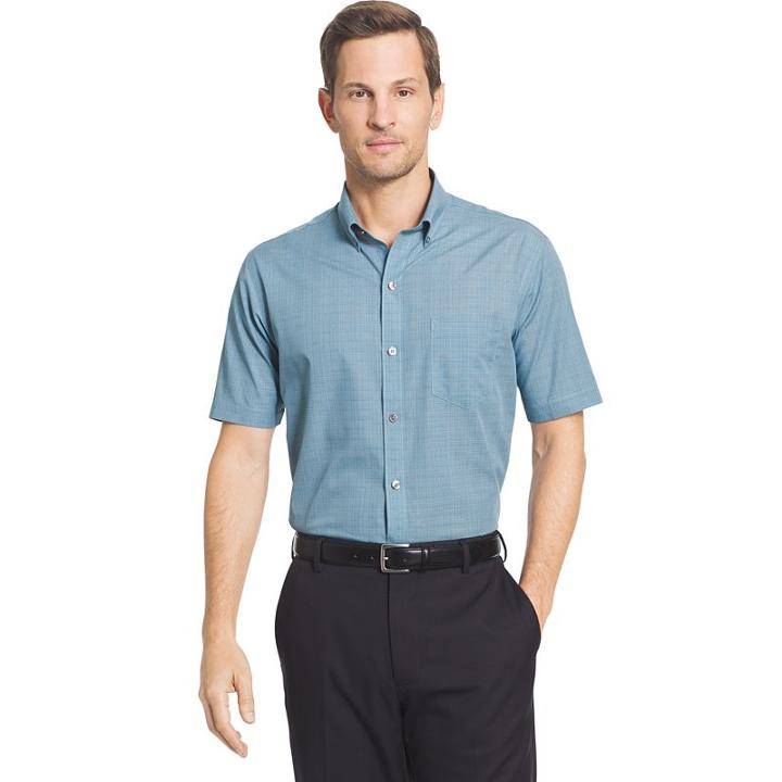 Big & Tall Van Heusen Flex Stretch Short Sleeve Button-down Shirt, Men's, Size: 3xb, Light Blue