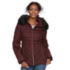 Women's Zeroxposur Sabrina Faux-fur Trim Quilted Jacket, Size: Medium, Red Other