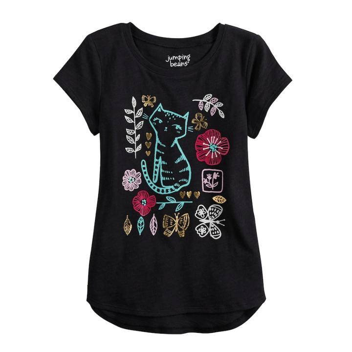 Girls 4-12 Jumping Beans&reg; Embellished Graphic Short-sleeve Tee, Size: 5, White