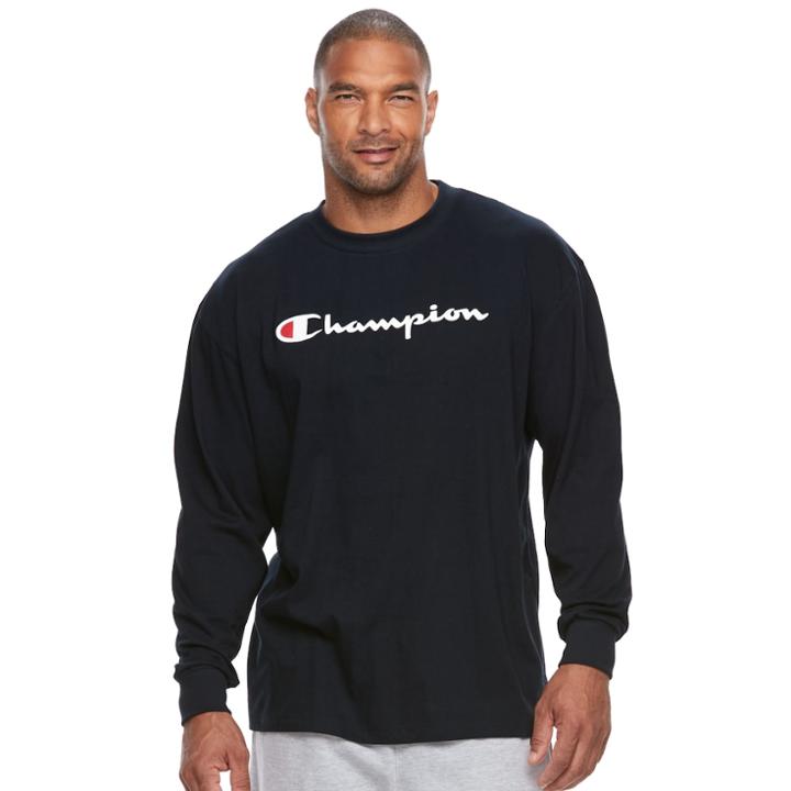 Big & Tall Champion Modern-fit Logo Sweatshirt, Men's, Size: 4xl Tall, Blue (navy)