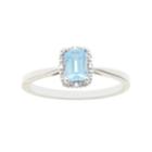 Sterling Silver Blue Topaz & Diamond Accent Rectangle Halo Ring, Women's, Size: 9