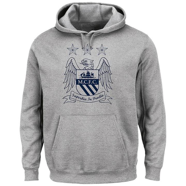 Men's Premier League Manchester City Fc Crest Hoodie, Size: Small, Grey Other