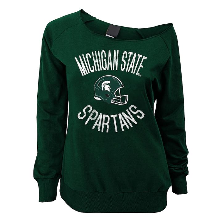 Juniors' Michigan State Spartans Flashdance Slouch Crewneck, Teens, Size: Xl, Green