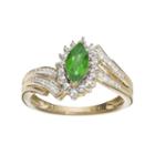 14k Gold Over Silver Simulated Emerald & Lab-created White Sapphire Marquise Ring, Women's, Size: 8, Green