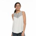 Women's Apt. 9&reg; Embroidered Georgette Tank, Size: Medium, White