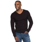 Men's Marc Anthony Slim-fit Tuck-stitch V-neck Sweater, Size: Large, Dark Red
