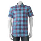 Big & Tall Sonoma Goods For Life&trade; Flexwear Modern-fit Plaid Button-down Shirt, Men's, Size: Xl Tall, Blue (navy)