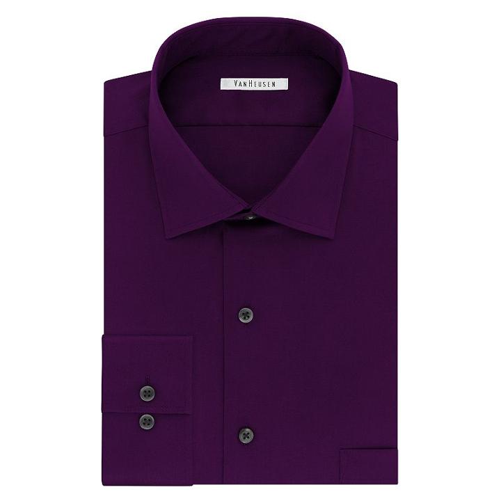 Men's Van Heusen Flex Collar Regular-fit Dress Shirt, Size: 16.5-34/35, Purple Oth, Comfort Wear
