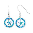 Lab-created Blue Opal Sterling Silver Starfish Circle Drop Earrings, Women's