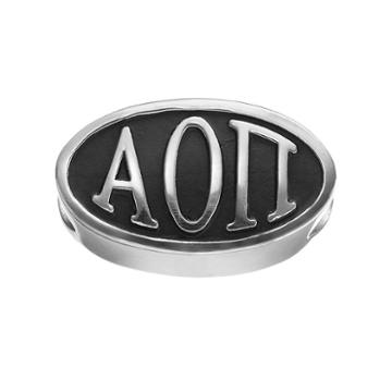 Logoart Alpha Omicron Pi Sterling Silver Oval Bead, Women's, Grey